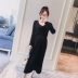 Trang phục bà bầu 2018 mùa thu mới phiên bản Hàn Quốc của áo cổ chữ V không cổ ren dệt kim thời trang bà bầu hot mom áo khoác bầu Áo thai sản