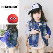 [OOKIDOOKI] thiết kế mùa xuân và mùa thu vest của trẻ em hoang dã vest denim vest có thể được cha mẹ và con