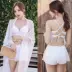 Áo tắm nữ bikini ba mảnh thép gợi cảm mùa xuân nóng bỏng Hàn Quốc ren trắng eo cao kỳ nghỉ nữ làm đẹp trở lại áo tắm - Bikinis