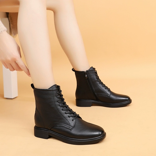 Martens, удерживающие тепло комфортные модные короткие сапоги для кожаной обуви, из натуральной кожи, мягкая подошва