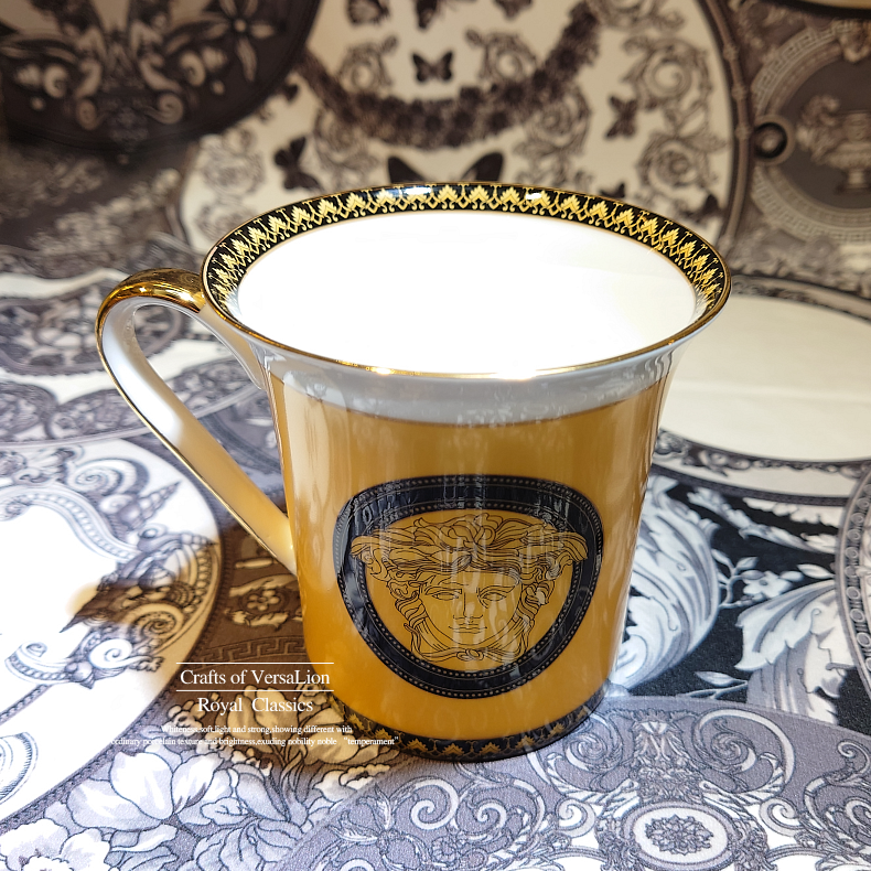 Classic Medusa Gold (High Quality Bone China)European style luxurious Ceramic cup new pattern ins Net red cup Medusa Mug Bone China Coffee milk cup Tea cup