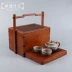 Tiliang hộp thực phẩm trà hộp lưu trữ, giỏ, hộp lưu trữ, ba lớp, bộ trà, tre, khay trà đa chức năng - Trà sứ