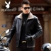 Playboy mùa đông nam trung niên da cộng với nhung dày kích thước lớn ve áo lông một da daddy coat áo bomber nam Quần áo lông thú