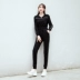 2019 xuân hè mới phù hợp với trang phục thể thao nhỏ nữ dài tay giản dị eo cao thể thao nữ Slim hai mảnh - Thể thao sau