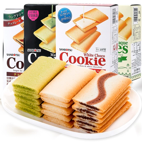 Япония импортировал закуски Sanli Chocolate Matcha Sandwich Biscuits 90g 3 вкусового отдыха и голодных закусок