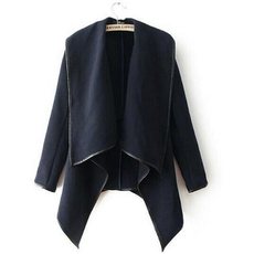 женское пальто 藏蓝色毛呢大衣女a字版胖mm大码中长款women autumn coats jacket