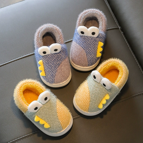 Детские зимние мультяшные милые нескользящие флисовые тапочки для мальчиков для девочек, семейный стиль