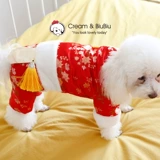 Новогодняя одежда для домашних собак и кошек, осенние и зимние утепленные хлопковые пальто для пар, костюмы Тан, новогодние праздничные юбки, четвероногие штаны, Тедди