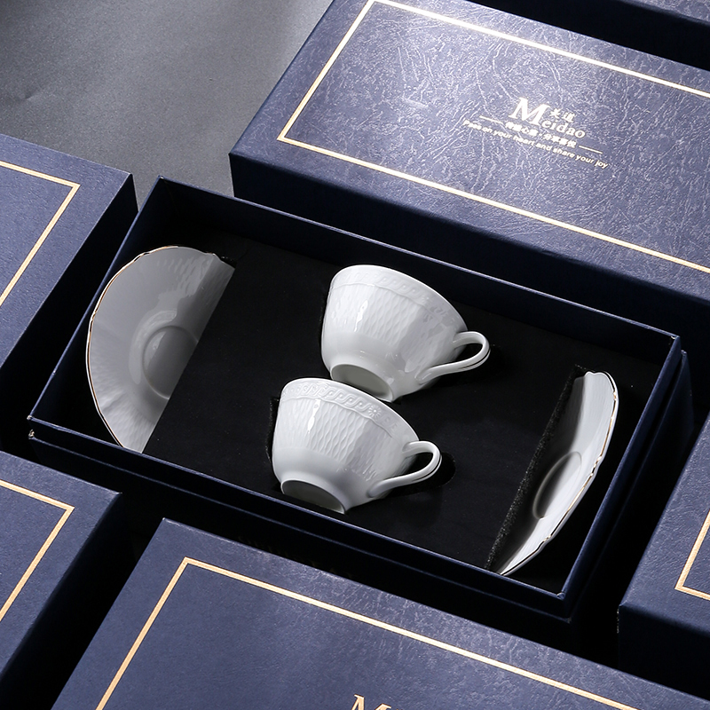 Midaopoya コーヒーカップ、高級、絶妙で美しいエンボス加工のアフタヌーンティーティーセット、お揃いのカップのお土産