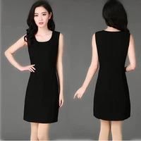 Mùa hè 2018 phiên bản Hàn Quốc mới của váy chữ A không tay màu đen chạm đáy váy vest rộng size là váy mỏng nữ đầm xòe công sở