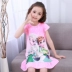 Mùa hè nightdress trẻ em của đồ ngủ công chúa 4 ngắn tay áo 6 váy 8 trẻ em lớn 3-5-7-9 năm cô gái cũ 11