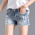 Burr thêu hoa lỗ quần short denim nữ mùa hè 2018 mới trung eo sinh viên hoang dã lỏng quần nóng triều thời trang quần giả váy Quần jean