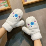 Зимние милые бархатные перчатки для школьников, зимний брендовый флисовый мультяшный удерживающий тепло комплект, в корейском стиле, плюшевые