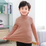 Детский хлопковый лонгслив, детская футболка, высокий воротник, длинный рукав