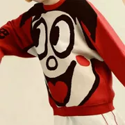 Wanglian tên Wangchao thương hiệu áo len nữ 2018 mùa thu và mùa đông màu đỏ hoạt hình sữa Wang Tsai áo len cổ tròn những người yêu thích áo khoác
