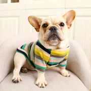 Điểm mới Trang phục chó pháp lý Áo sơ mi sọc đơn giản cổ tròn Keji Teddy quần áo chó hai chân - Quần áo & phụ kiện thú cưng