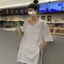 Mùa hè 2019 mới dài phần phiên bản Hàn Quốc của quần lửng cổ chữ V hoang dã sang trọng - Cộng với kích thước quần áo