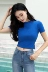 Mùa hè mới của Hàn Quốc thời trang Joker ngắn đáy áo sexy rốn slim slimming chic gió ngắn T-Shirt áo phông nữ cao cấp Áo phông