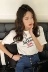Ngắn tay T-Shirt nữ mùa hè ăn mặc 2018 mới của Hàn Quốc phiên bản của thư in lỏng giảm béo hoang dã vòng cổ xu hướng áo sơ mi triều