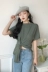 2018 mùa hè mới Hàn Quốc phiên bản của hoang dã vòng cổ tháp đầu không thường xuyên hem chữ thập thắt nút màu rắn ngắn tay T-Shirt phụ nữ áo phông ngắn tay Áo phông