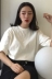 2018 mùa xuân mới Hồng Kông phong cách retro Hàn Quốc phiên bản của sang trọng lỏng mỏng màu rắn vòng cổ áo thun ngắn tay t-shirt nữ triều áo sơ mi sọc caro Mùa xuân