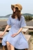Ăn mặc nữ ngắn tay phần dài 2018 Hàn Quốc phiên bản của tính khí sang trọng lỏng Bỏ Lỡ chị ve áo đơn ngực A-line váy