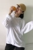 2018 mùa xuân mới Hàn Quốc phiên bản của cổ điển hoang dã rắn màu lỏng đèn lồng tay áo mỏng trùm đầu T-Shirt áo len phụ nữ áo Áo len