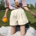 2018 mùa hè mới Hàn Quốc phiên bản của eo cao là mỏng bán đàn hồi eo quần âu sinh viên hoang dã quần chân rộng quần short nữ triều