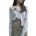 2018 mùa xuân mới Hàn Quốc phiên bản của phong cách sang trọng tính khí màu xám thời trang sling quây mỏng dài tay áo sơ mi thủy triều váy áo sơ mi Áo sơ mi