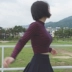 Mùa xuân Hàn Quốc phiên bản của chic gió tiếp xúc rốn phần ngắn slim slim cao cổ áo sọc dài tay áo đáy T-Shirt của phụ nữ áo triều