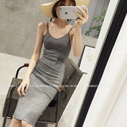 Dài Slim Túi Hip Vest Sled Dress Dress Dài Váy Đàn Hồi Phù Hợp Chặt Chẽ Áo Sơ Mi + Sun Protection Shirt