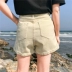 Mùa hè phụ nữ Hàn Quốc phiên bản của lỏng quăn retro rộng chân quần short là mỏng thường nóng quần hoang dã cao eo quần jean thủy triều Quần jean