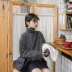 2018 mùa xuân phụ nữ mới của Hàn Quốc phiên bản của thư in ấn bộ lỏng dài tay áo len nữ sinh viên áo sơ mi hàng đầu áo sơ mi