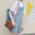 Han Fan 2017 Cao Đẳng gió lỏng mỏng ánh sáng màu denim bib nữ sinh viên giản dị chân rộng quần short jumpsuit thời trang công sở hàn quốc Quần jean