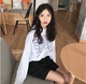 2018 mùa xuân phụ nữ mới của Hàn Quốc phiên bản của thư in ấn bộ lỏng dài tay áo len nữ sinh viên áo sơ mi hàng đầu áo sơ mi áo khoác nữ 2021 Áo len