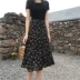 2018 mùa xuân và mùa hè mới Hàn Quốc phiên bản của hoang dã văn học retro hoa phần dài cao eo là mỏng sen váy ren nữ chân váy đuôi cá dài Váy