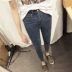 Mùa thu Hàn Quốc phiên bản của đa năng jeans nữ chân quần quần bút chì Slim stretch cao eo chín quần thủy triều của phụ nữ Quần jean