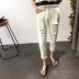 2018 mùa xuân mới Hàn Quốc phiên bản của hoang dã ngang dải tua lỗ màu trắng tinh khiết thấp eo denim lỏng chín điểm quần quần sọt jean nữ Quần jean