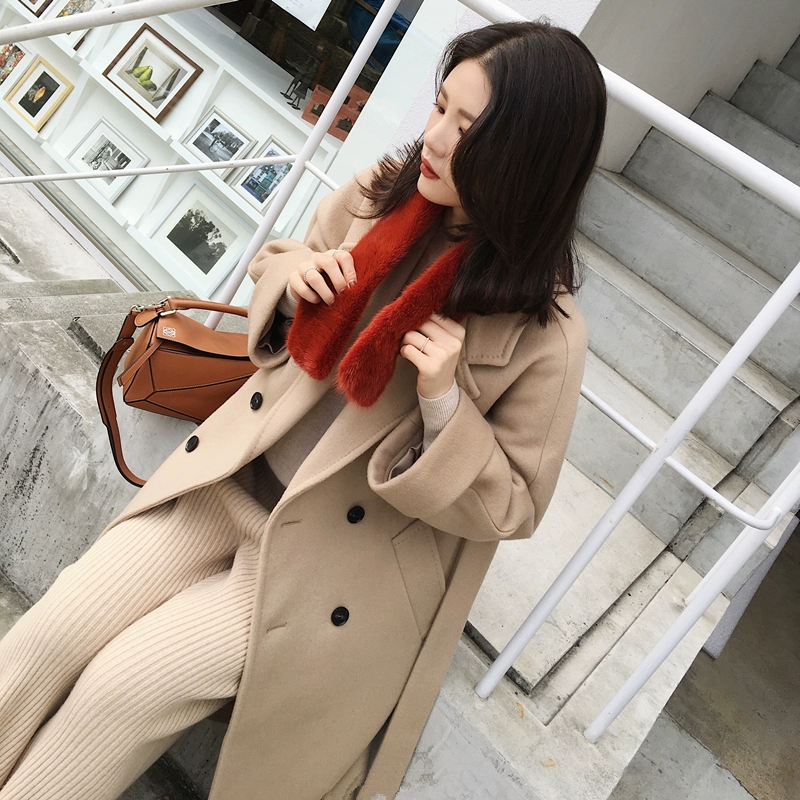 Áo lưới đỏ 2018 phổ biến áo khoác nữ dài len áo len len Hàn Quốc phong cách thời trang Hepburn - Trung bình và dài Coat áo khoác nữ đẹp