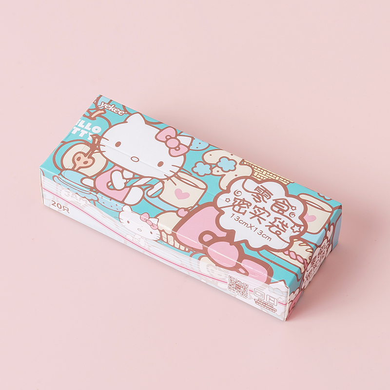 Small Kitty20 Pieces (13Cm * 13Cm)Yijie Hello Kitty Sealed bag Cartoon Food bag thickening Self sealing bag Preservation Bag Dense bag lovely Seal pocket