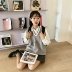 YUKI Xiaoshujia College Thêu Chữ V cổ len đan vest vest nữ mới Hàn Quốc a1032