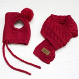 Зимняя шерстяная вязаная шапка, шарф