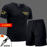 Мужская футболка, летний хлопковый комплект, камуфляжная китайская вышивка, короткий рукав, с вышивкой