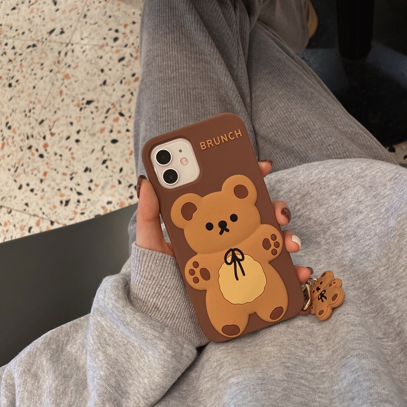 Apple 7 / 8 / SE & Brownlovely Bear Hanging decoration apply iphone12promax Apple 11 Mobile phone shell x / xs silica gel 8 plus female xr