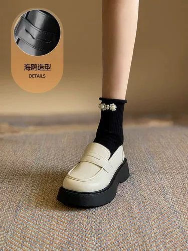Расширенная обувь для кожаной обуви, японские лоферы в английском стиле на платформе, изысканный стиль, в британском стиле