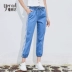 Quần jeans nữ hàng chục thời trang hè 2019 mới Yalida quần màu sáng Harlan mỏng phần chín quần - Quần jean