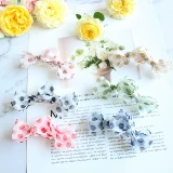 Pet Cards Summer Wave Dot Chefon Bow Hair Clip Teddy Yorkyonal Malzis Dog Clip Headrress