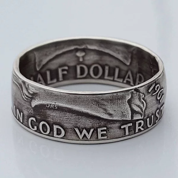 YOUNG Zhenrong American Classic We believe in God, relief retro plated S925 Morgan coin ring man