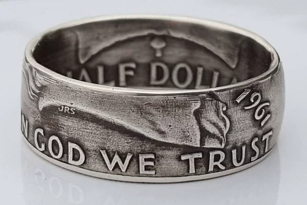 YOUNG Zhenrong American Classic We believe in God, relief retro plated S925 Morgan coin ring man