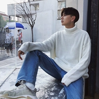 BANGBOY Kiểu dáng áo len cao cổ màu trắng giản dị của Hong Kong phiên bản bé trai phiên bản Hàn Quốc của áo len tay lửng áo len kiểu hàn quốc cực đẹp